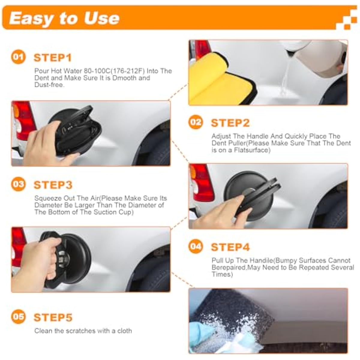 Dent Puller, Car Dent Puller 3 Pack, Suction Cup Dent Removal Kit for Paintless Dent Repair - Auto Body Repair Tool for Dents, Doors, Objects Moving