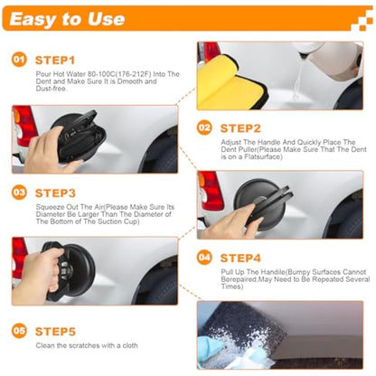 Dent Puller, Car Dent Puller 3 Pack, Suction Cup Dent Removal Kit for Paintless Dent Repair - Auto Body Repair Tool for Dents, Doors, Objects Moving