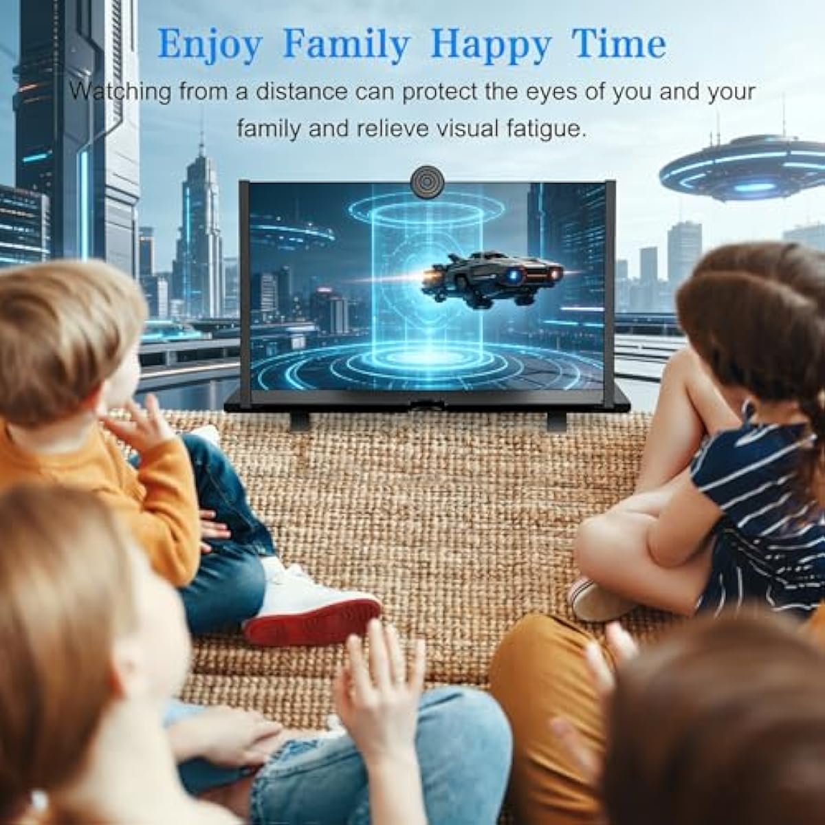 12 Inch Phone Screen Magnifier, HD Foldable Portable Screen Amplifier with Stand for Movies & Gaming, Universal Smartphone Viewer Gift for Men (Black)