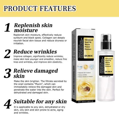 GDBadais Snail 96 Collagen Power Essence, Repair Skin Barrier Moisturizing And Fading Dark Spots Snail Essence