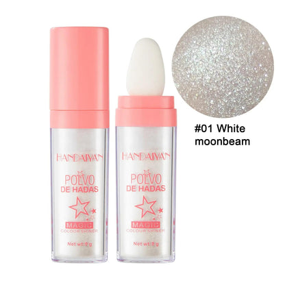 Highlighting Powder - Full Body Pearlescent Glitter for Face & Eyes with Sponge Tip, Suitable for Face Body, Arms, Collarbones & Legs