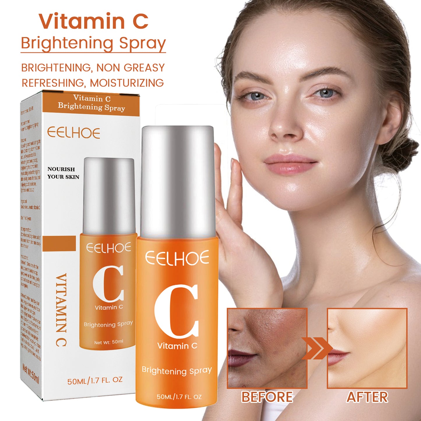 GDBadais Vitamin C Moisturizing Spray Hydrates And Moisturizes Skin, Lightening Acne Spots And Whitening Spray