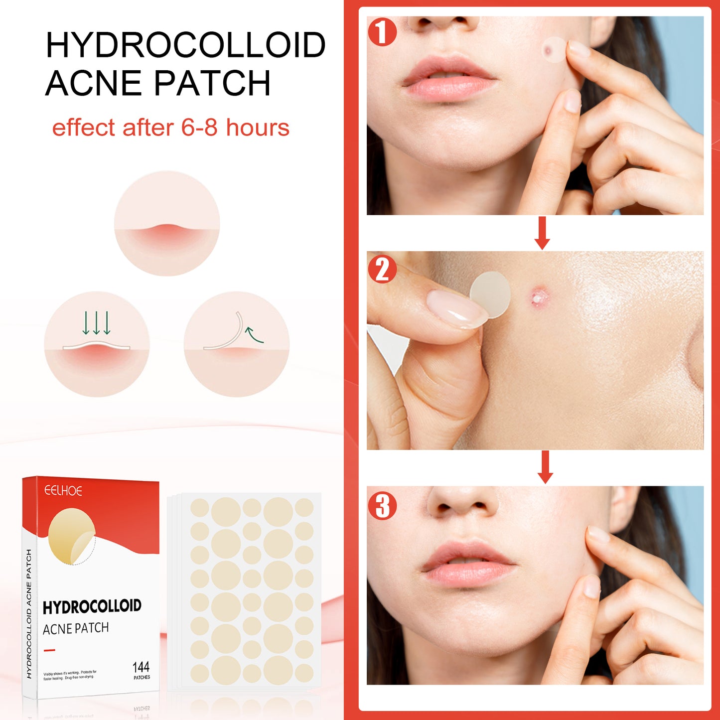 GDBadais Hydrocolloid Acne Patch Face Invisible Makeup Closed Mouth Acne Clear Acne Waterproof Breathable Facial Treatment