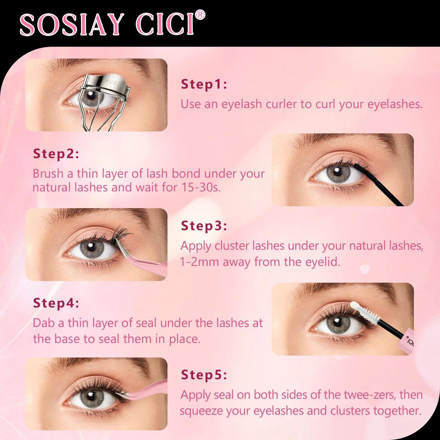 SOSIAY CICI Volumizing 40D Curled Single Lashes 320 Pieces Comic Book Lash Kit with Free Glue & Remover for Beginners HALIDAYHAUL Gift - Cosmetic