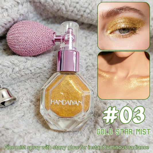 HANDAIYAN Gold and Purple Glitter Spray - Ultra-Fine High-Shine Makeup Mist for Carnivals Concerts Parties Rave Events Glossy Finish for All Skin Types - Powder