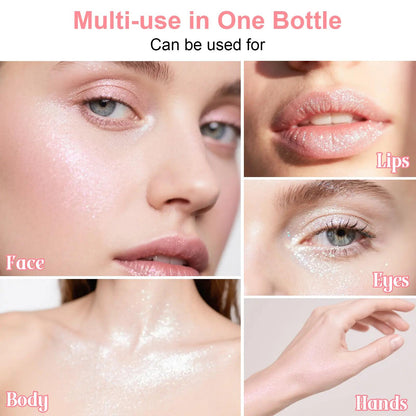 HANDAIYAN Highlighter Powder - Illuminating & Contouring Beauty Product for Face & Body Makeup - Magic Wand with White & Pink Shimmer Particles - Longwear & Light-as-Air Formula