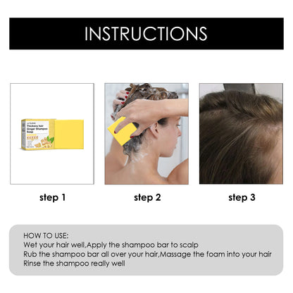 GDBadais Ginger Dense Hair Soap, Moisturizes Hair Ends And Roots Cleansing Scalp Hair Care Shampoo Soap