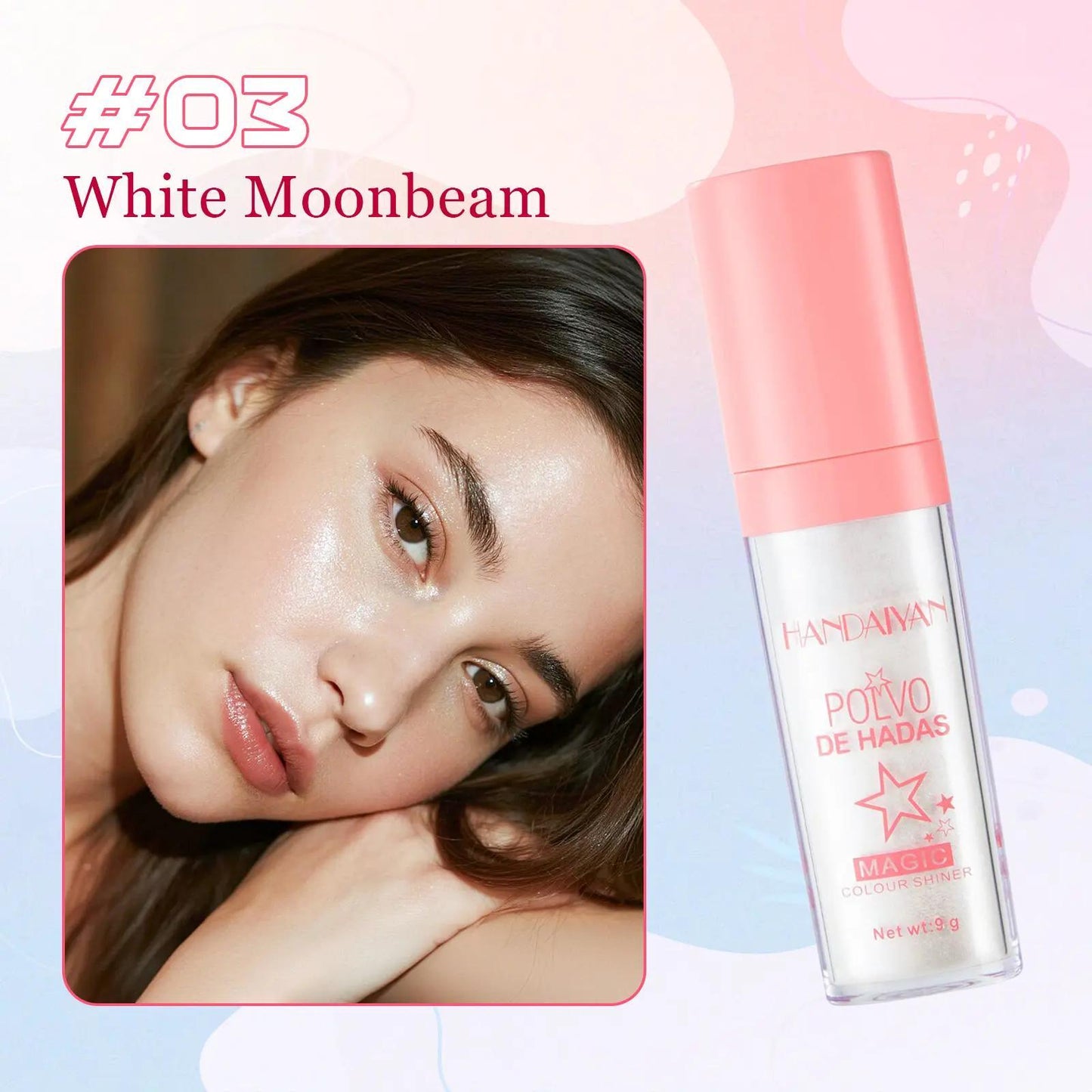 Pearlescent Shimmer Highlighting & Contouring Puff Powder - 2 Shades (White, Pink) - Premium Formula for Face, Body, Lips, Eyes - Lightweight & Non-Greasy - Easy Application - Multi-Use Glitter Powder for Special Occasions - Highlighter Stick