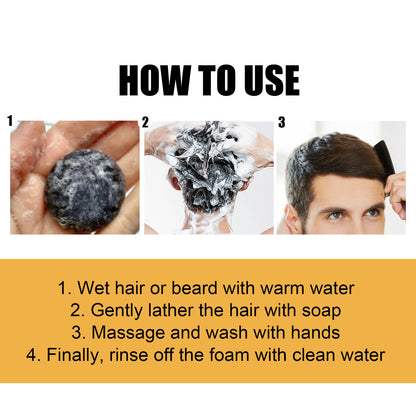 GDBadais Black Soap, Black Dense Hair Care Clean Scalp Supple And Strong Shampoo Soap