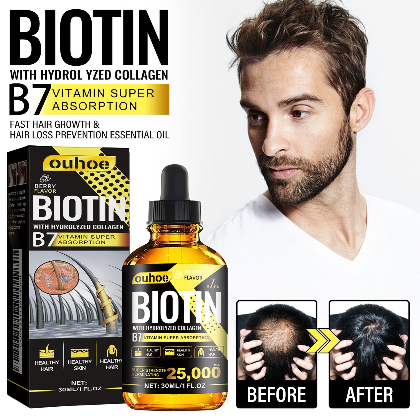 GDBadais Collagen B7 Vitamin Hair Care Essential Oil Nourishes Hair Gently And Softens Hair