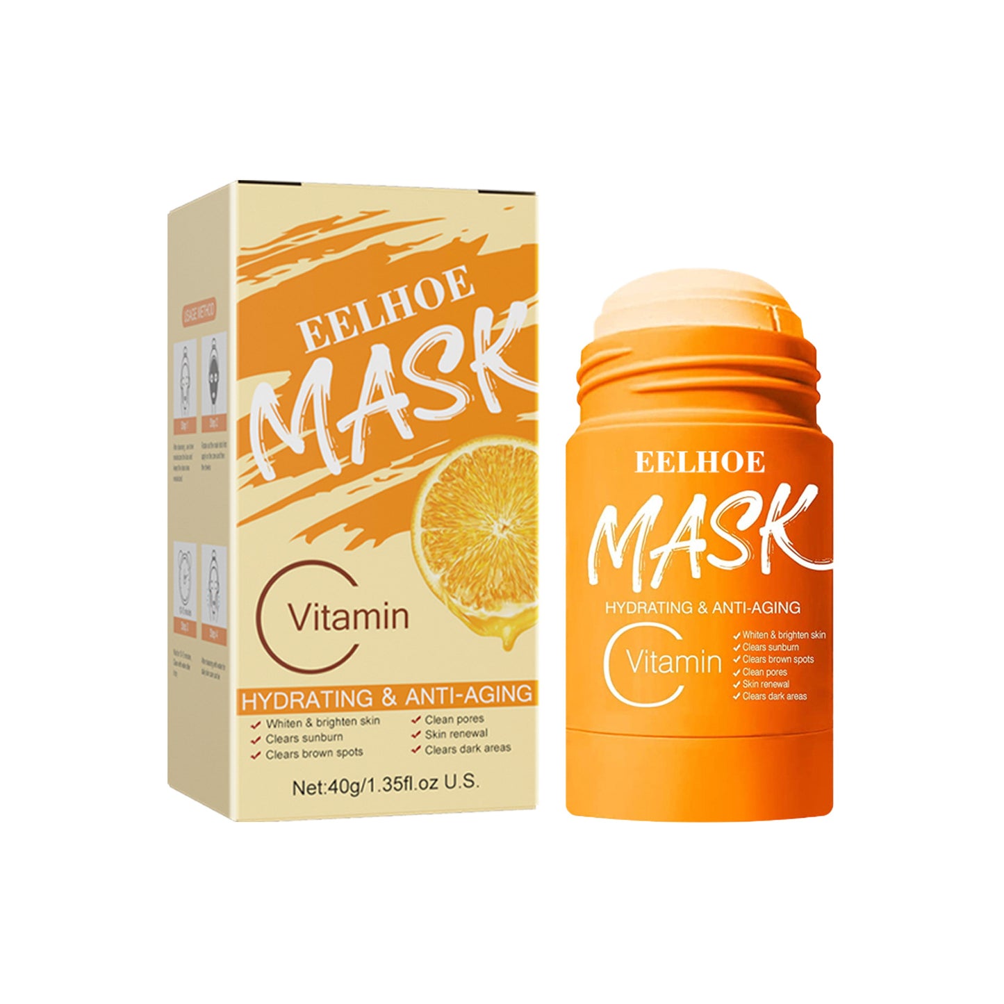 GDBadais Green Tea And Eggplant Solid Mask, Facial Deep Cleansing, Moisturizing And Firming Skin Smear Mud Mask Stick