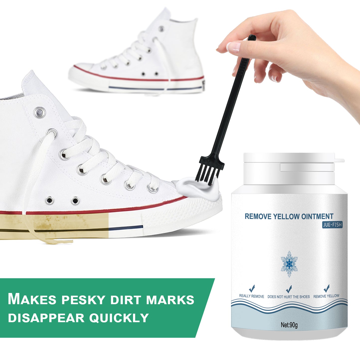 GDBadais Shoes Stain Removal Yellow Gel, Remove Oxidation To Clean Stains Yellow Edge Wash Free Gel Small White Shoes