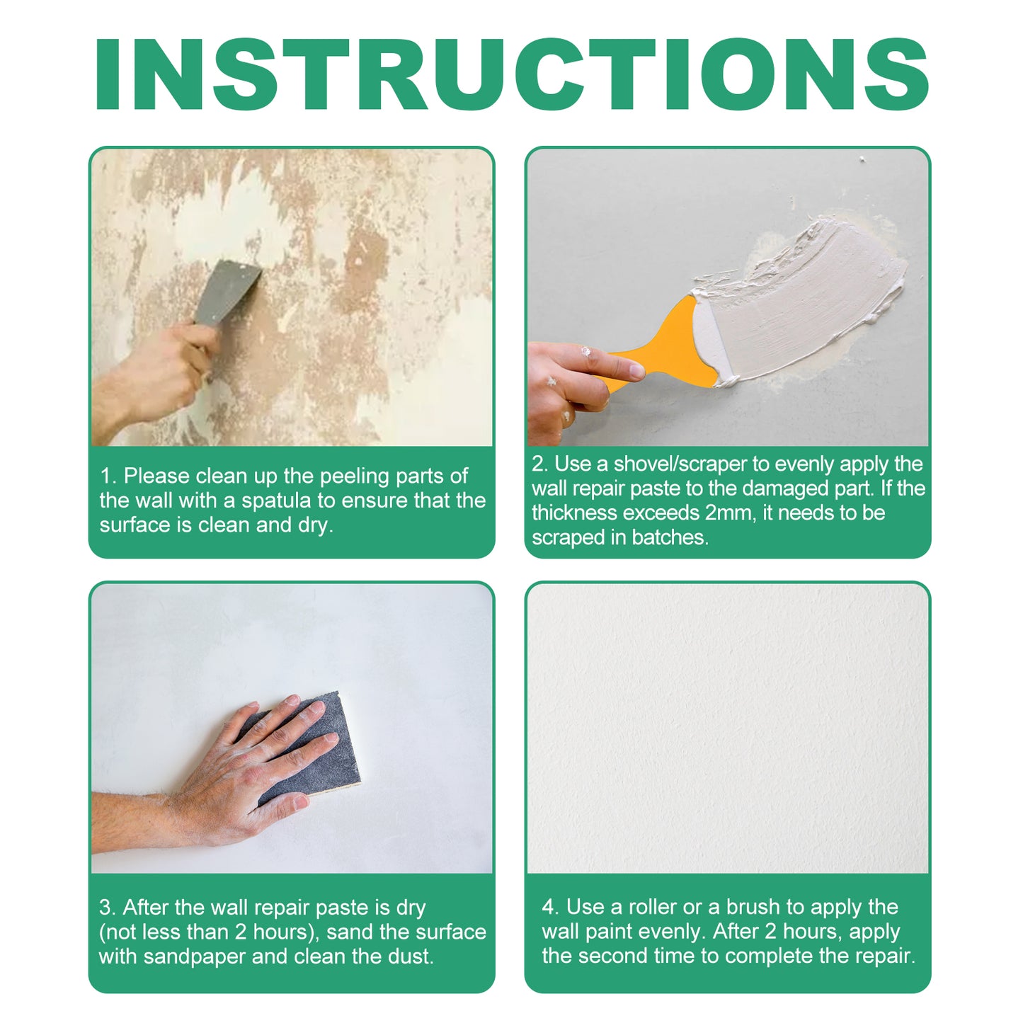 GDBadais Wall Repair Paste, Covering Stain Repair Agent Wall Paint Off Moisture Proof Wall Paint Crack Repair Plaster