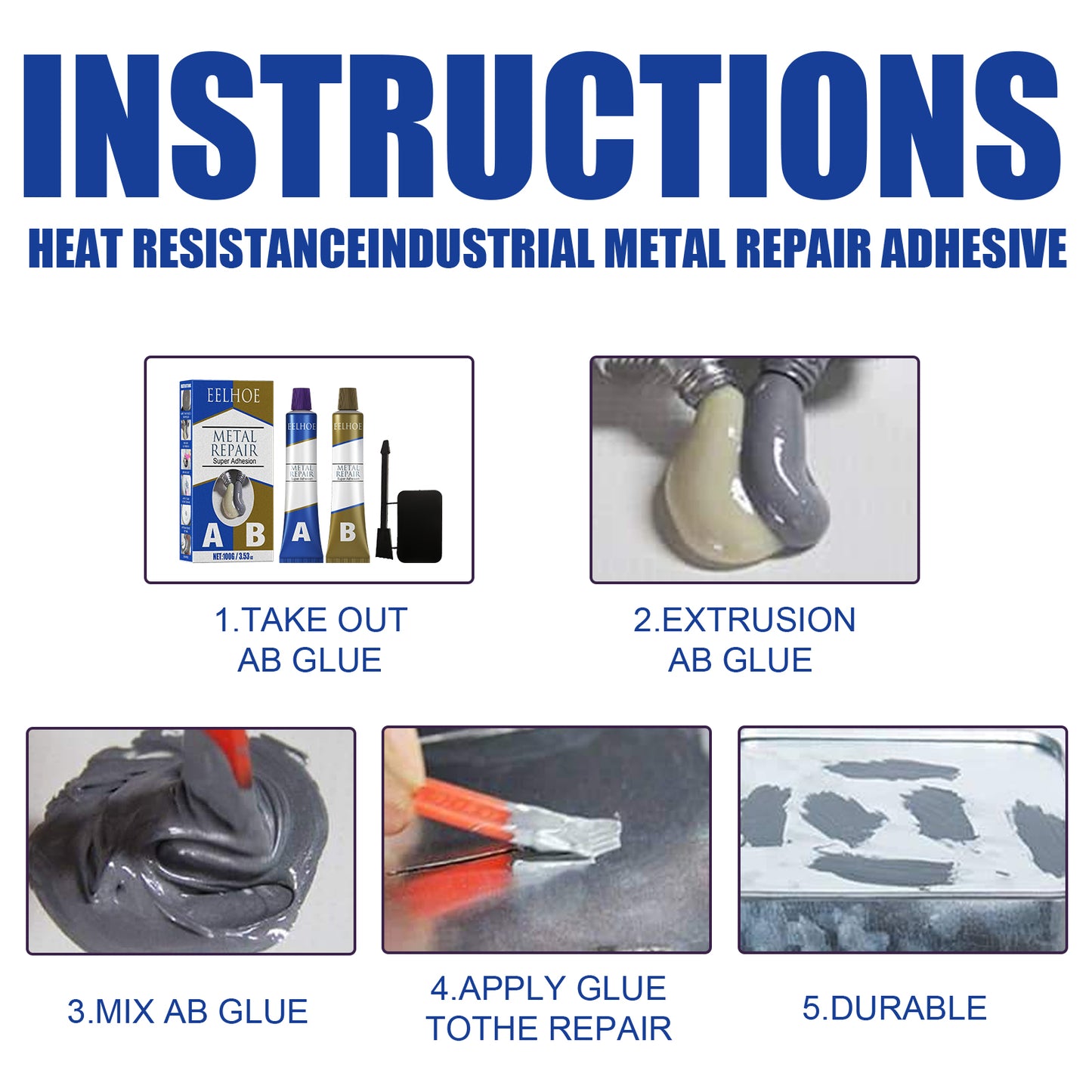 GDBadais AbCasting Adhesive High Temperature Resistant Welding Adhesive For Metal Castings Crack Repair Agent Leak-Blocking Waterproof Electric Welding