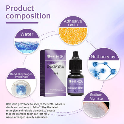 GDBadais Tooth Gem Decorative Glue, DIY Fashionable Jewelry Bonding Teeth Gems Light Cured Adhesive Glue
