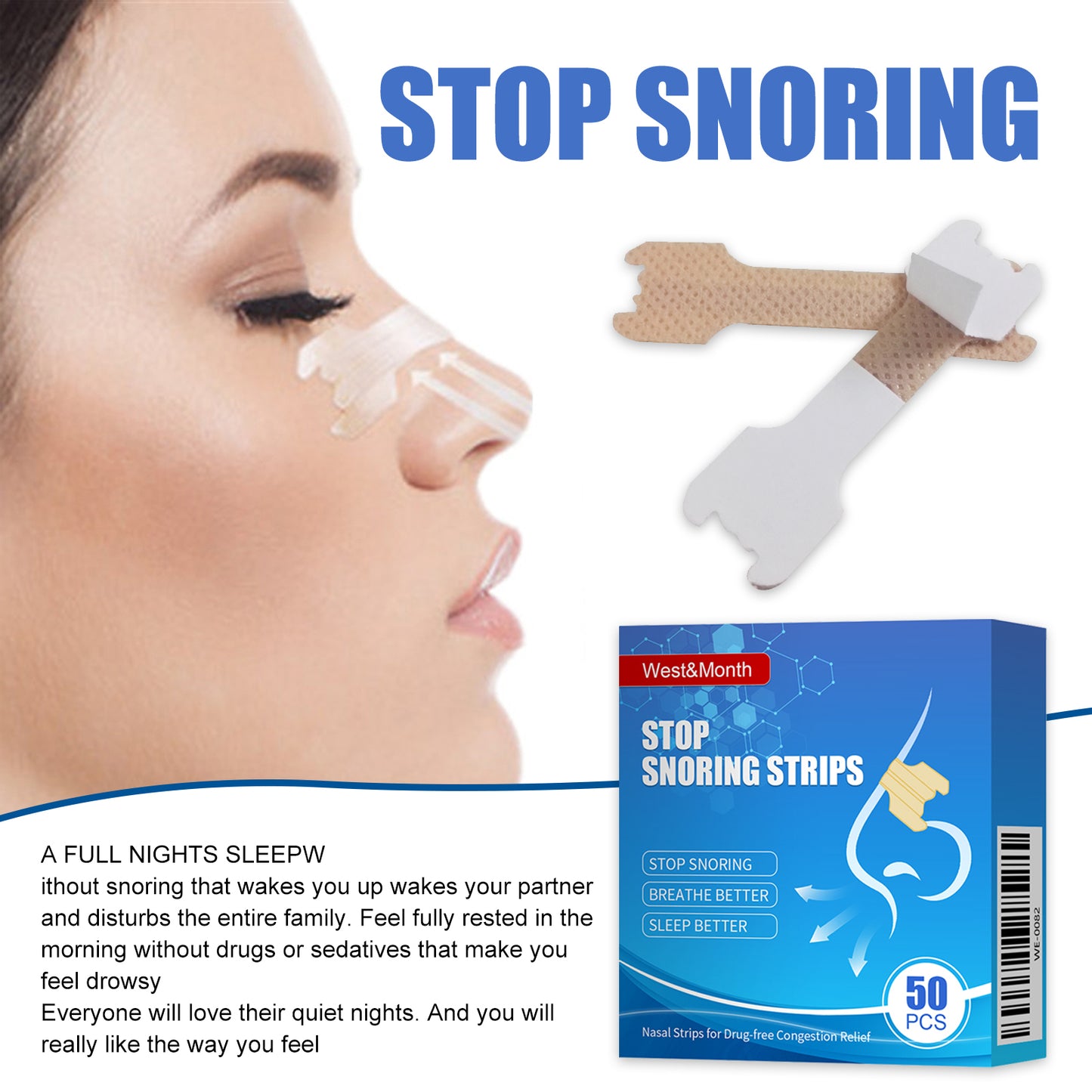 GDBadais Stop Snoring Strips, Anti-snoring Dredging Respiratory Tract Anti-snoring Stop Patch Care