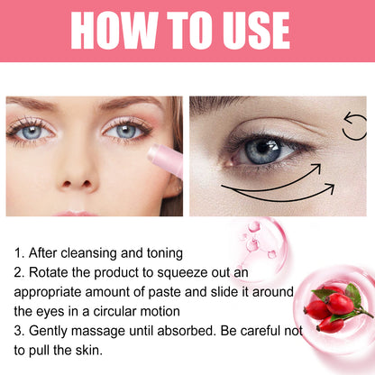GDBadais Rosehip Eye Cream Stick, Eye Area Moisturizing Light Line Dark Circles Lift Firming Eye Cream