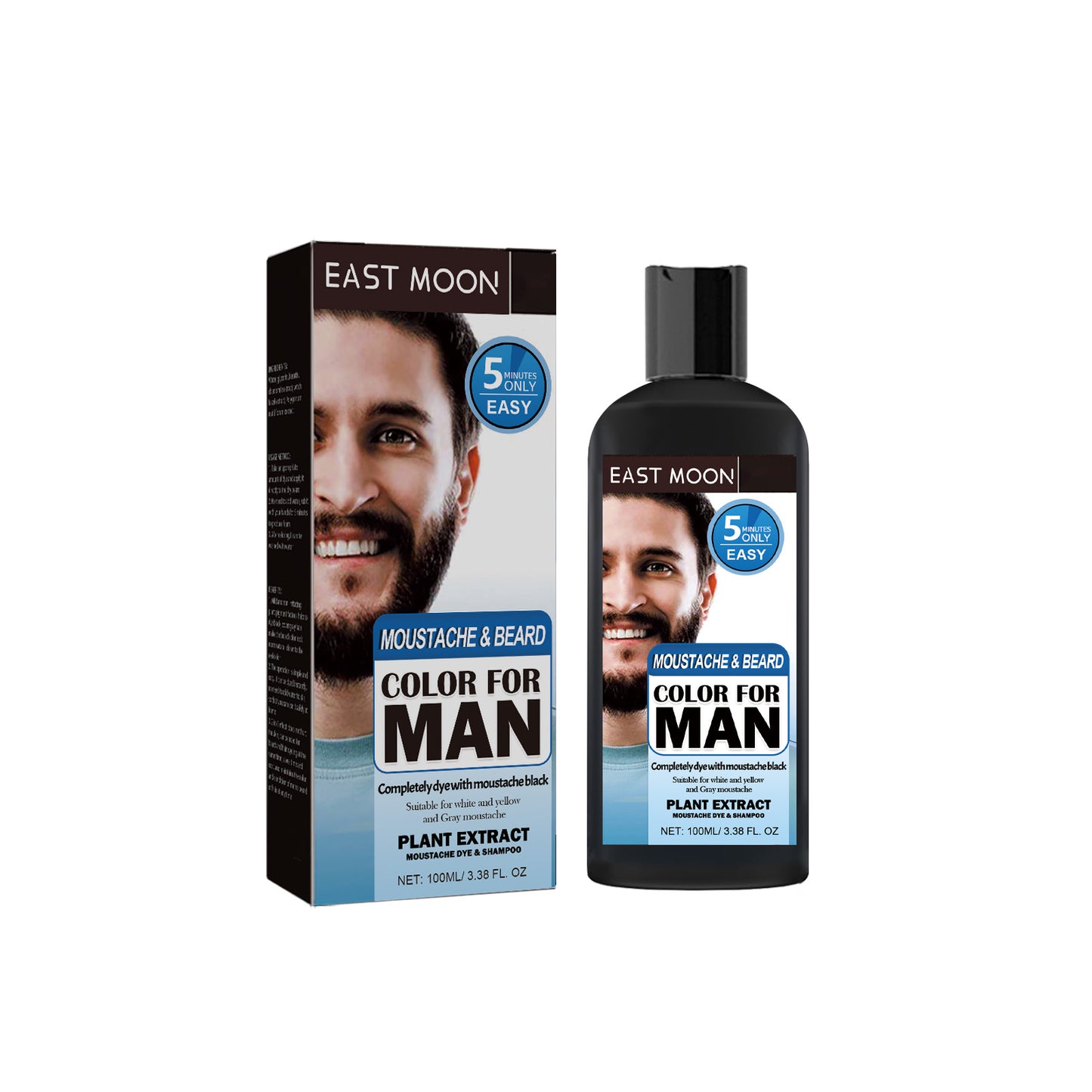 GDBadais Beard Hair Dye Color Shampoo, Quick Color Black For Men's Hair And Beard Slit Drying Treatment