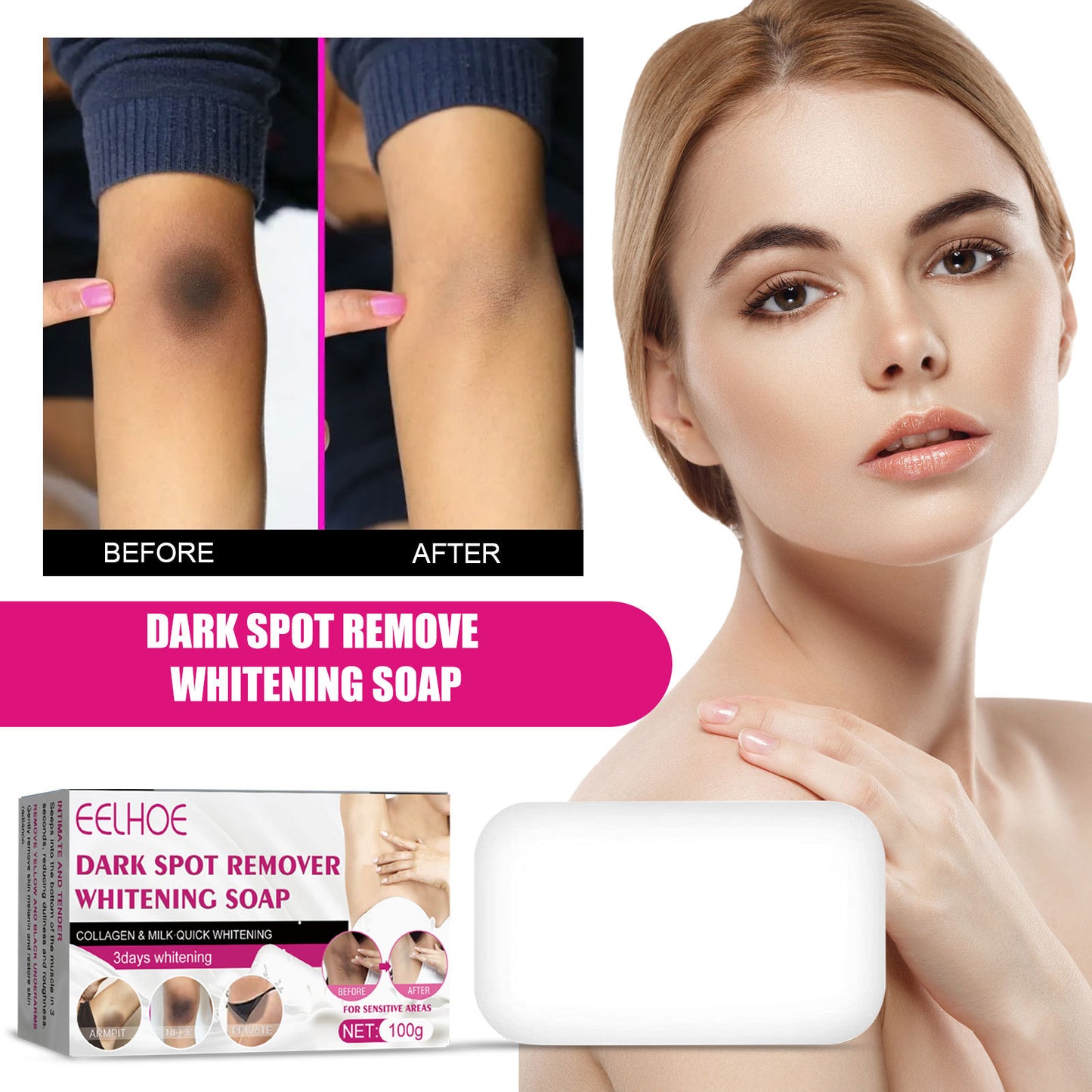 GDBadais Underarm Beauty Soap, Joint Elbow Clean Desalting Skin Melanin White Body Moisturizing Brightening Skin