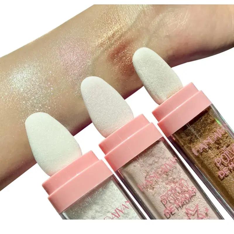 Pearlescent Shimmer Highlighting & Contouring Puff Powder - 2 Shades (White, Pink) - Premium Formula for Face, Body, Lips, Eyes - Lightweight & Non-Greasy - Easy Application - Multi-Use Glitter Powder for Special Occasions - Highlighter Stick