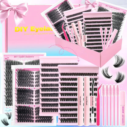 Amazing value eyelash set! A 6-box mixed gift set containing 2080 lashes, including two sets of tools: a volumizing set and a natural/mixed set for lower lashes. D-curl, suitable for all makeup looks and beginners.
