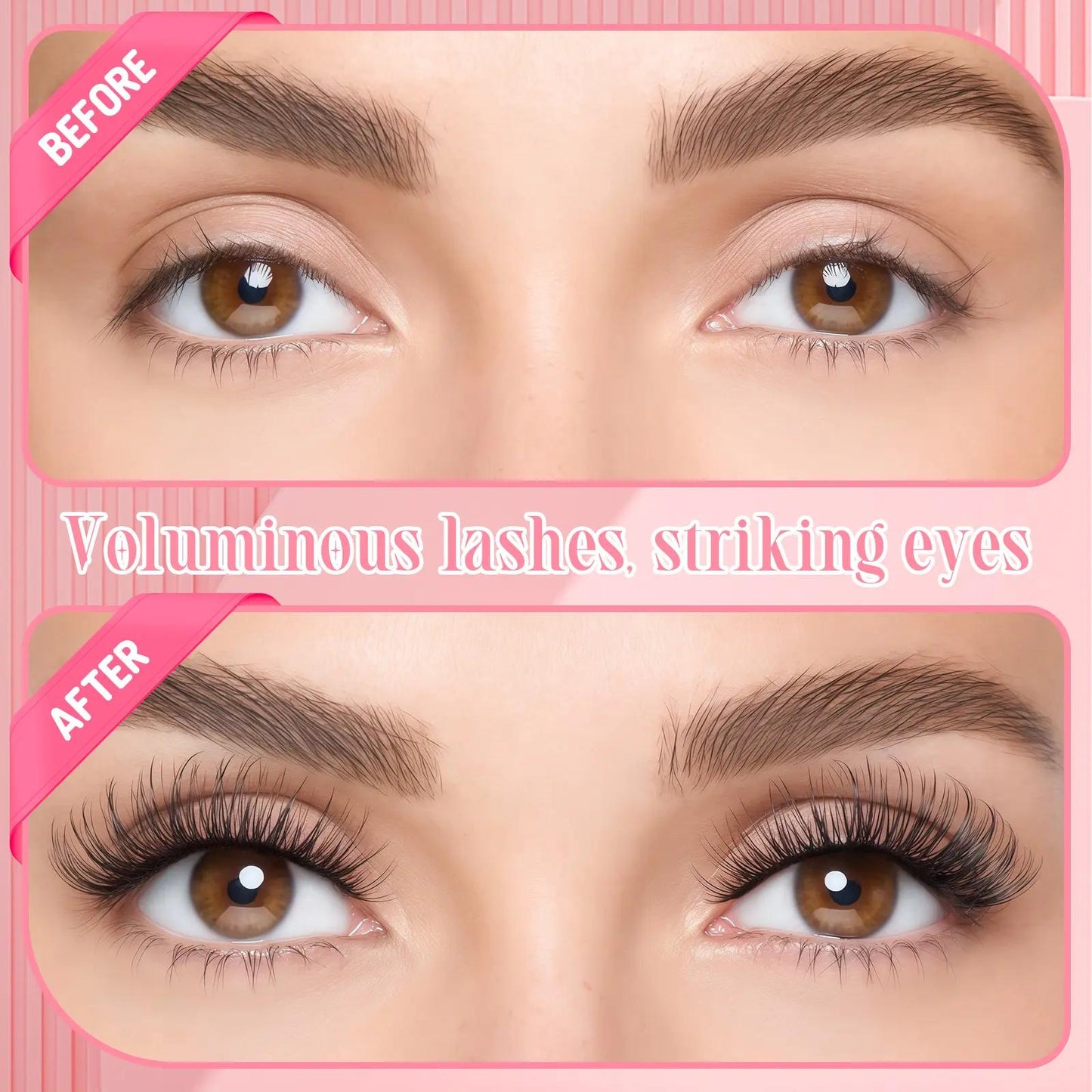 Amazing value eyelash set! A 6-box mixed gift set containing 2080 lashes, including two sets of tools: a volumizing set and a natural/mixed set for lower lashes. D-curl, suitable for all makeup looks and beginners.