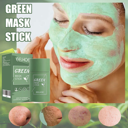 GDBadais Green Tea Solid Mask, Deep Cleansing Hydrating Mask Stick Pore-Narrowing Paste Mask Stick