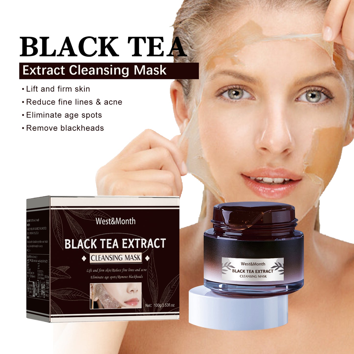 GDBadais Black Tea Mask Clean Pores Delicate Pores Brightening Skin Tender Skin Mask
