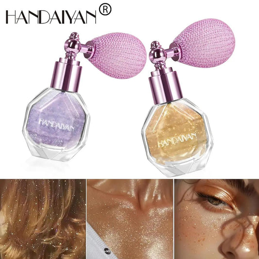 A luminous, waterproof, and smudge-proof loose powder spray designed to create a matte finish; featuring a natural powder formula, it is specially formulated for use on the nose, for contouring, and for general facial makeup.