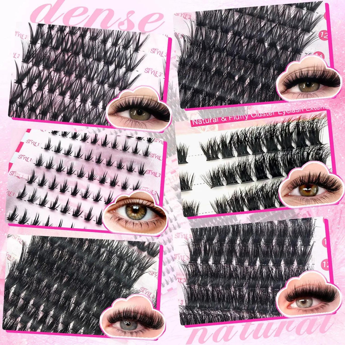 All-in-One Mixed Length Lash Clusters Kit Individual False Eyelash Extension Set, Wispy Volume Manga Ultra Dramatic Styles with Pikes Bottom Lashes, Includes Lash Bond&Seal, Remover, Tweezers, Brush, Eyelash Curler for Easy DIY At Home Lash Makeup