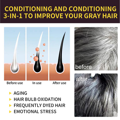GDBadais Black Hair Shampoo, Multiflorum Essence Moisturizing Nourishing Cleansing Repairing Black And Smooth Hair Shampoo