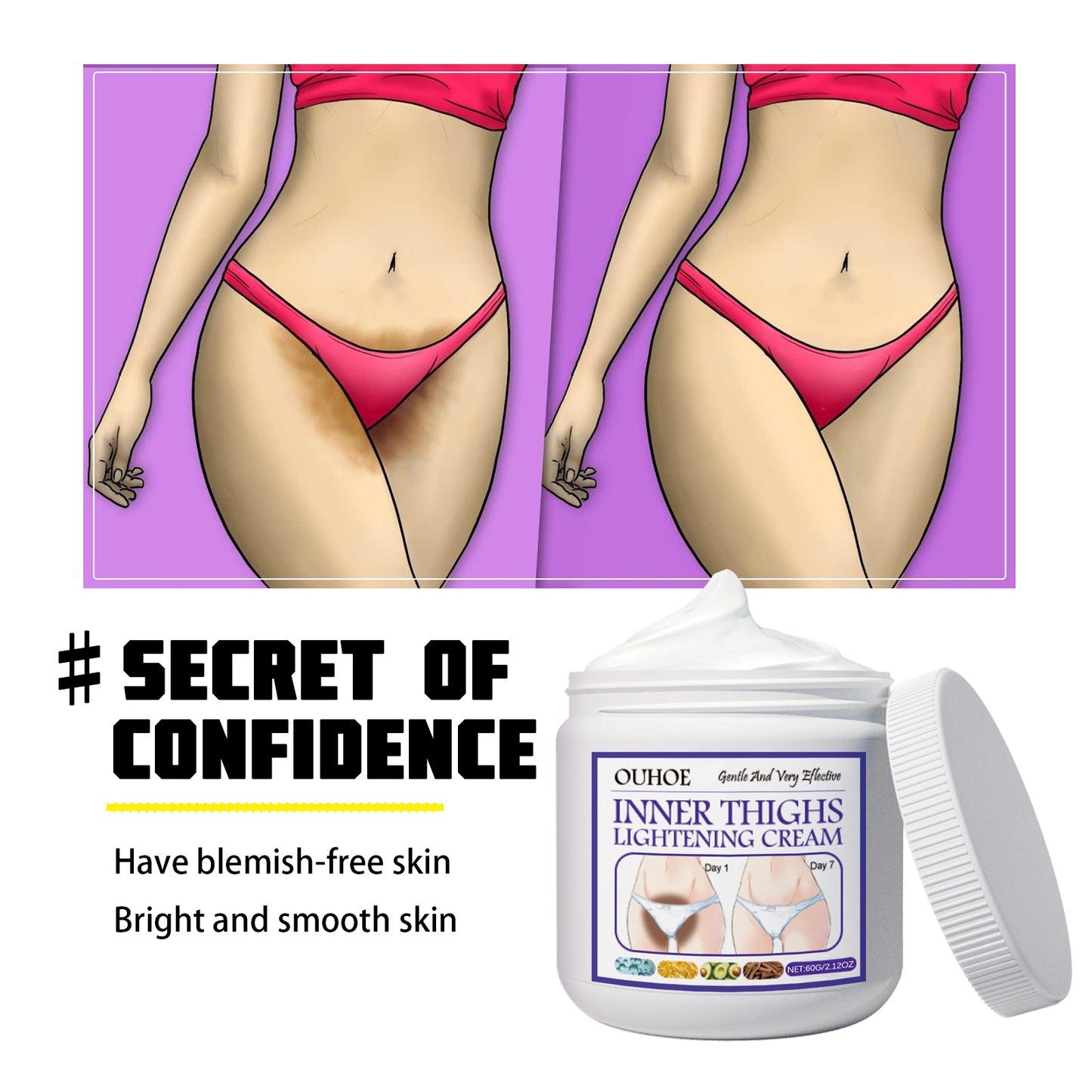 GDBadaisThigh Beauty Cream, Brightening Inner Thighs, Hydrating And Moisturizing Skin, Cleansing And Caring Leg Beauty Cream