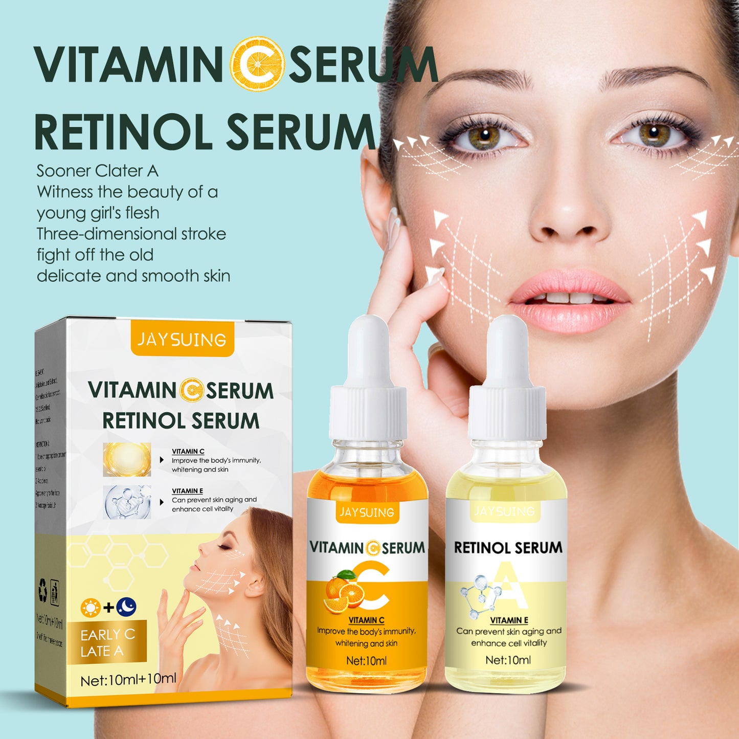 GDBadais Early C Late A Essence Combination, Anti-aging Firming Hydrating And Brightening Dark Yellow Skin Essence
