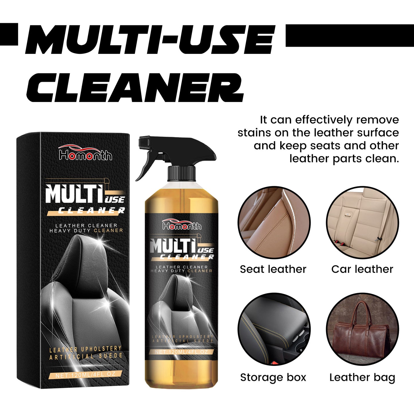 GDBadais Mult-Use Cleaner, Car Interior Leather Maintenance And Renovation Decontamination Cleaning Agent