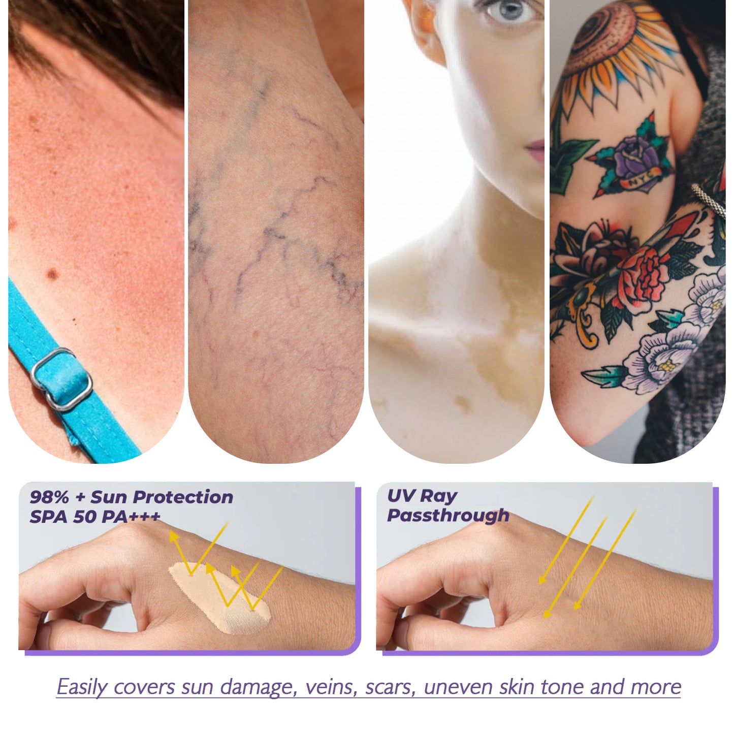 GDBadais Body Concealer, Waterproof Cover Tattoo Scars Birthmark Invisible Body Concealer