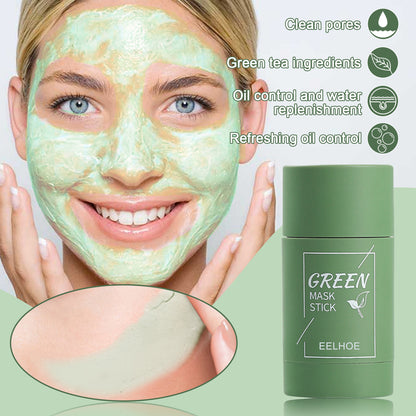 GDBadais Green Tea Solid Mask, Deep Cleansing Hydrating Mask Stick Pore-Narrowing Paste Mask Stick