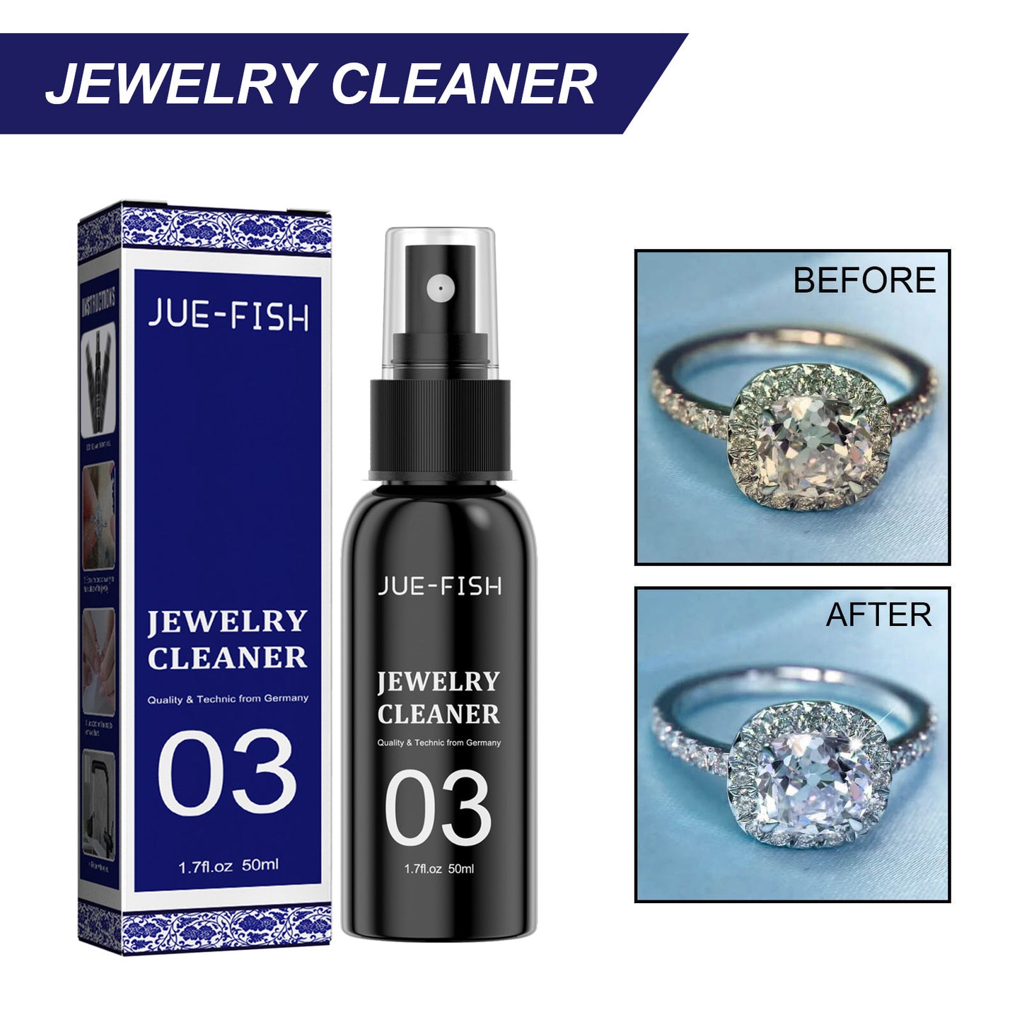 GDBadais Jewelry Cleaner Clean Diamond Ring Necklace Gold Cleaner Rust Removal Ash Removal Cleaner