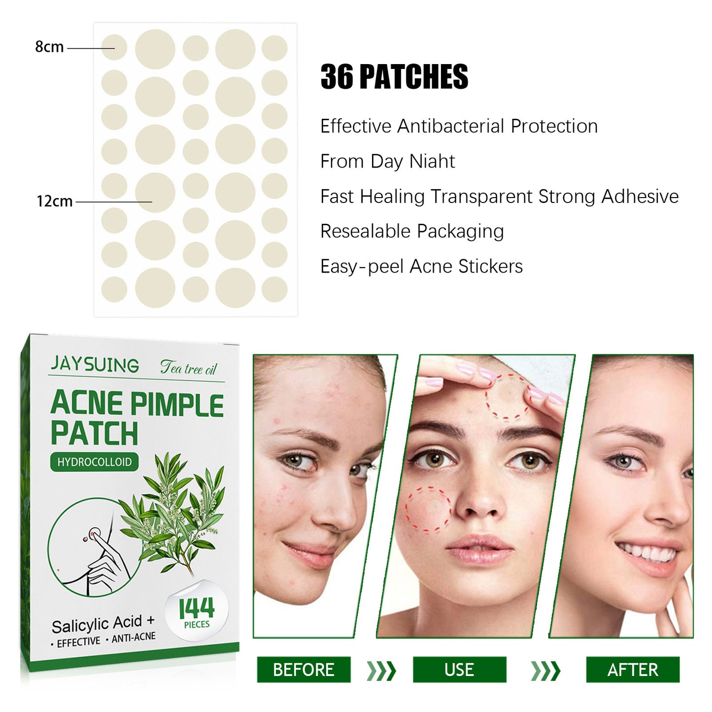 GDBadais Waterproof Invisible Acne Patch Lighten Acne Acne Print Moisturizing Repair Clear Patch