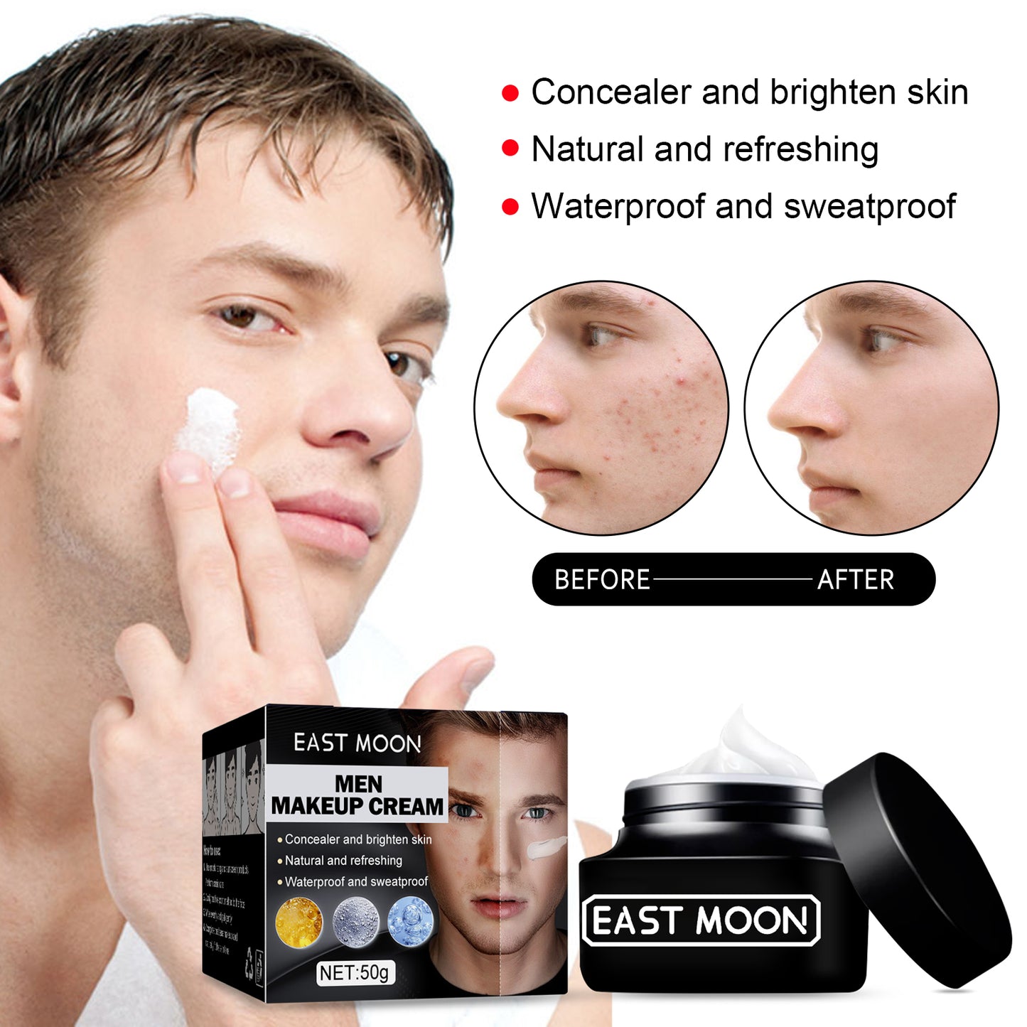 GDBadais Men's No Makeup Cream Light Makeup Concealer Acne Imprinted skin Blemishes hydrating moisturizing lazy Skin Beauty Cream