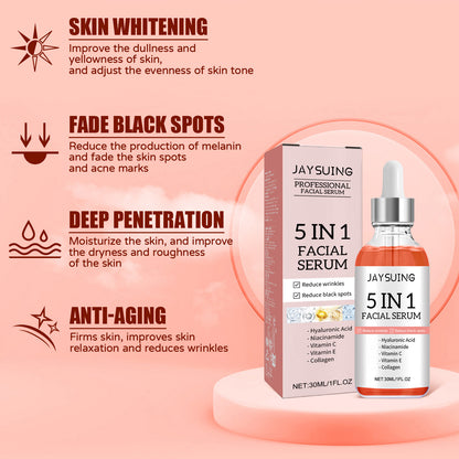 GDBadais 5 in 1 Face Serum, Moisturizes Skin Firming Lightening Acne Spots Beautiful Skin Serum