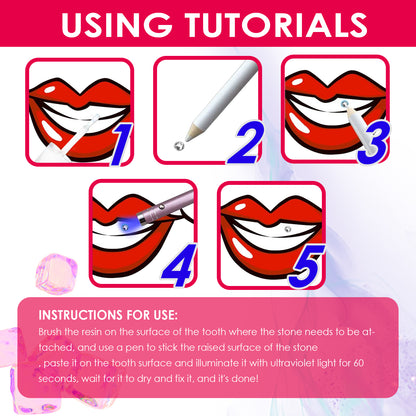GDBadais Tooth Gem Kit, Accessories Easy To Remove And Install Crystal Dental Drill Tooth Embellish Glitter Stick