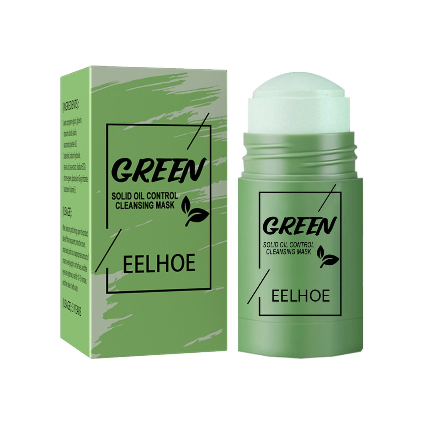 GDBadais Green Tea And Eggplant Solid Mask, Facial Deep Cleansing, Moisturizing And Firming Skin Smear Mud Mask Stick