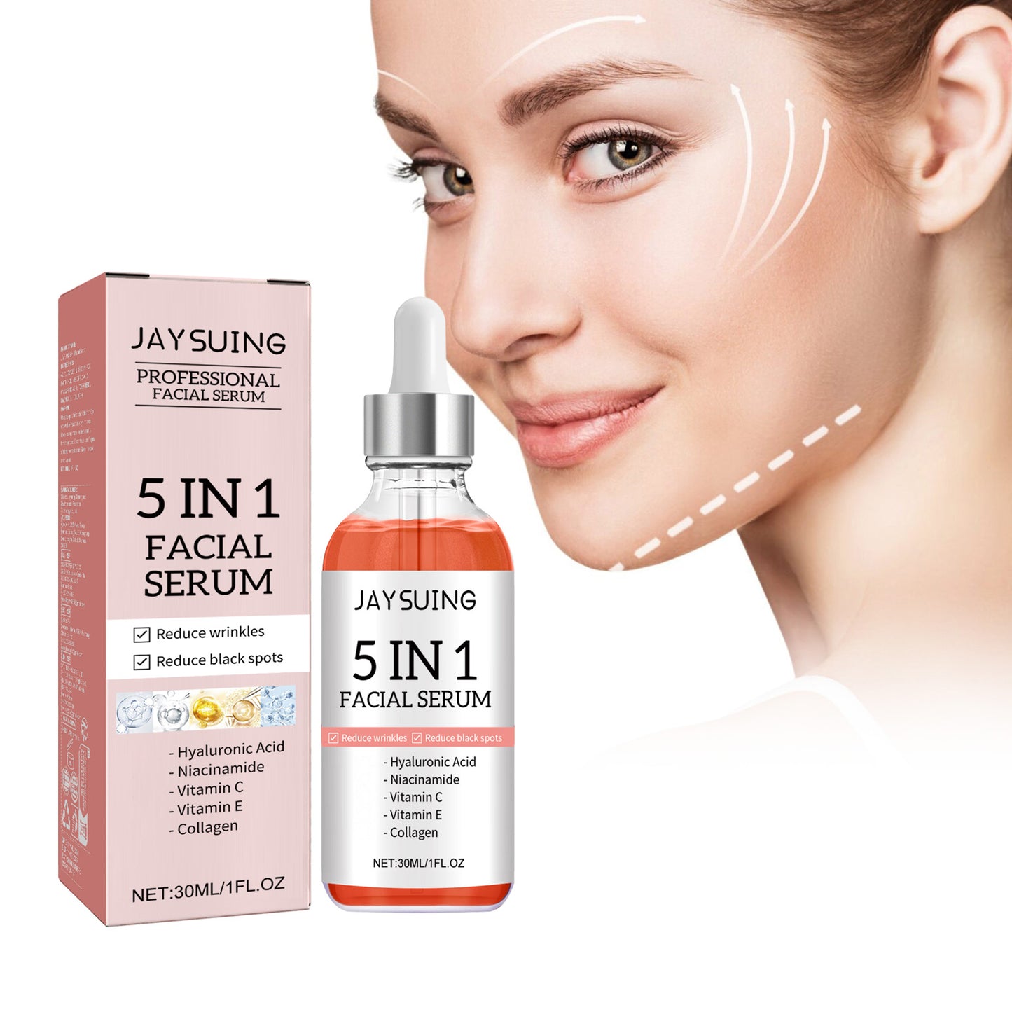 GDBadais 5 in 1 Face Serum, Moisturizes Skin Firming Lightening Acne Spots Beautiful Skin Serum