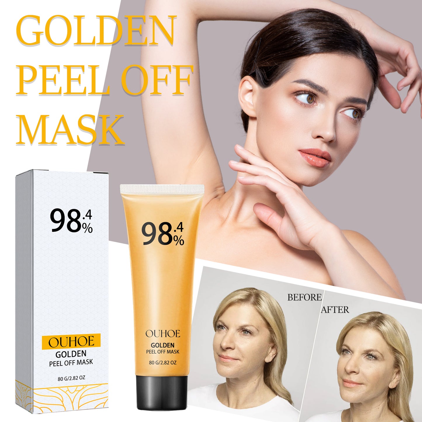 GDBadais 24k Gold Peel Mask Deeply Cleanses The Skin Of Blackheads, Pimples, Delicate Pores And Tighteners Skin Care