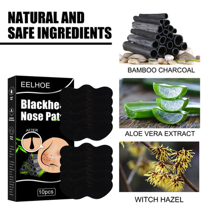 GDBadais Black Pig Nose Patch, Bamboo Charcoal Remove Blackhead Acne Tear Nose Mask Patch