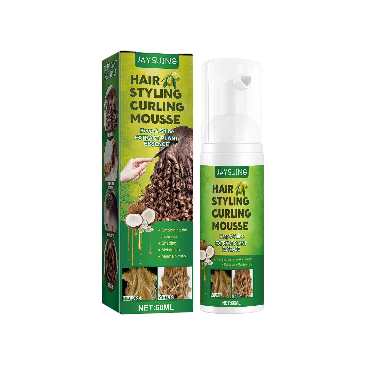GDBadais Fluffy Curl Styling Mousse, Anti-Frizz Curl Moisturizing Treatment Foam Styling Mousse