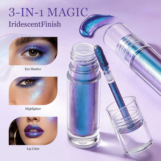 Chameleon Liquid Eyeshadow Set  Metallic Holographic Glitter Multichrome Long-Lasting Shimmer Eye Makeup for Festival Rave COMET FEMBOT SCIENCEFAIR - Gift, Chunky
