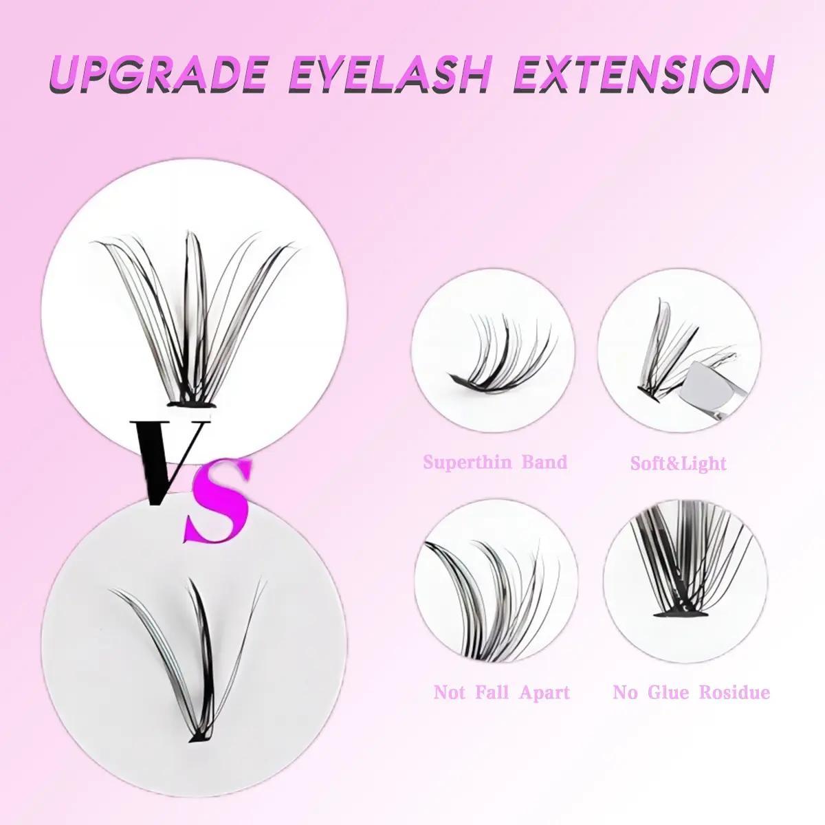 80D + 100D Voluminous Cluster False Eyelashes | Soft, Fine-Band Lash Clusters (Includes 2 Adhesives, Setting Solution, and Remover) — 280 Clusters, 10–18mm Mixed Lengths — Enables Easy DIY Lash Extensions at Home