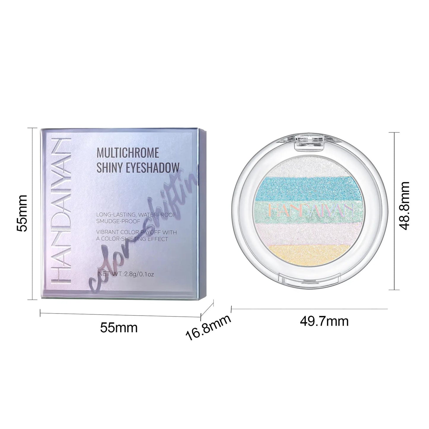 HANDAIYAN Color-Shifting Diamond Rainbow Eyeshadow Palette & Multi-Chrome Face Highlighter Palette — Versatile, Long-Lasting Pigmentation, High Saturation; Mix and Match to Create Your Own Signature Iridescent Look.