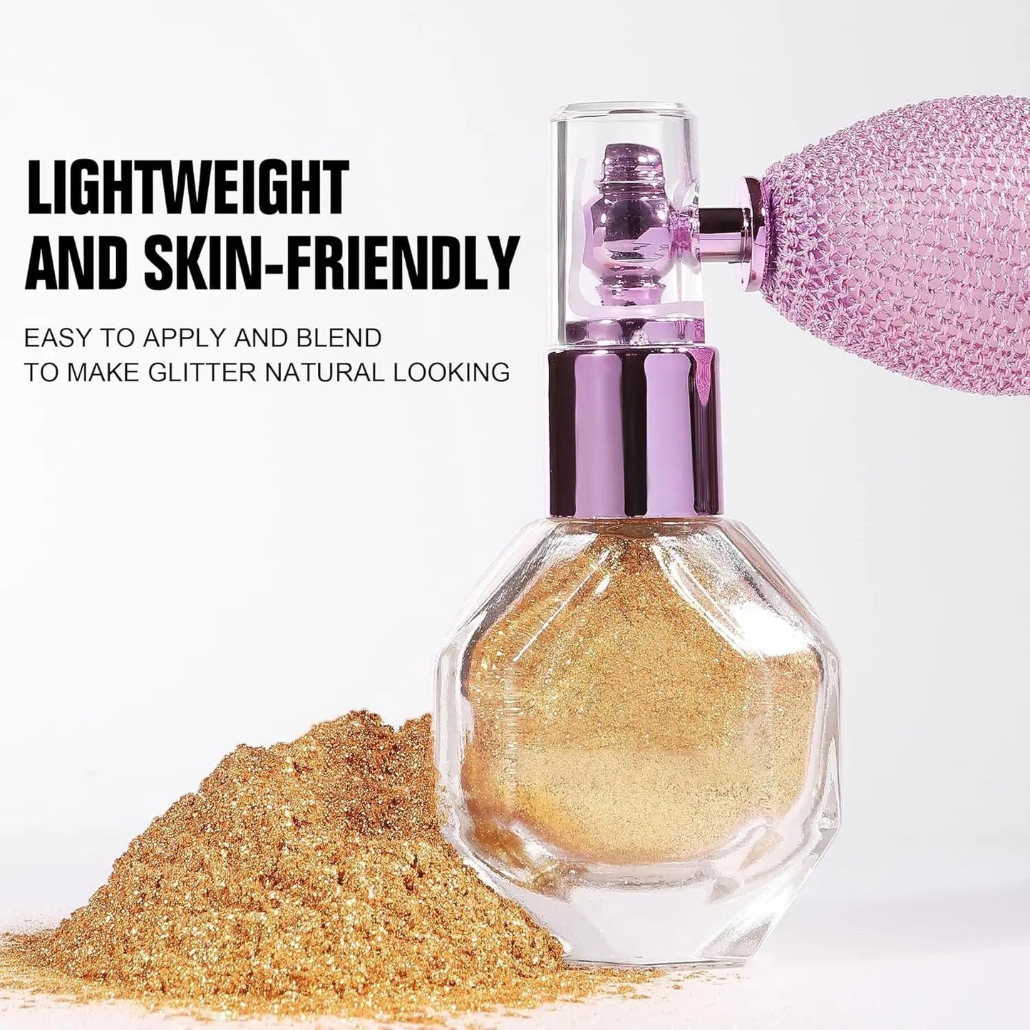 HANDAIYAN Diamond Shimmer Highlighter Powder Spray - Waterproof, Smudge-Proof, Matte Finish, Long-Lasting, Fade-Resistant, Compact, Portable, for Body, Face, Hair, Clothes, High Gloss Glitter, Makeup Essential - Cosmetic